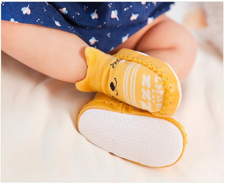 efillooc Baby first walker booties shoe socks anti-slip
