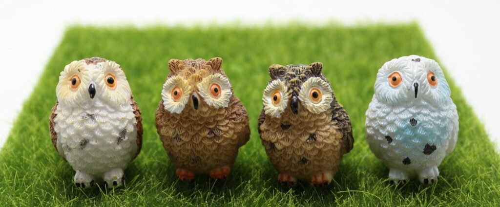 Miniature Figurine Owl Set of 4