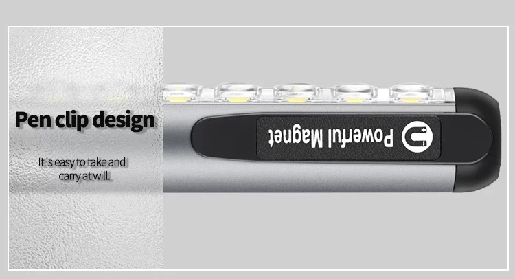 efillooc led cob pen torch flashlight with pocket clip