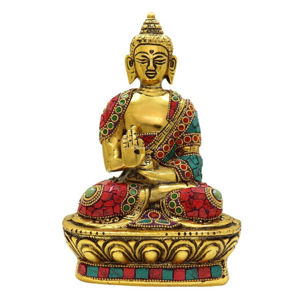 efillooc buddha idol on lotus blessing hand