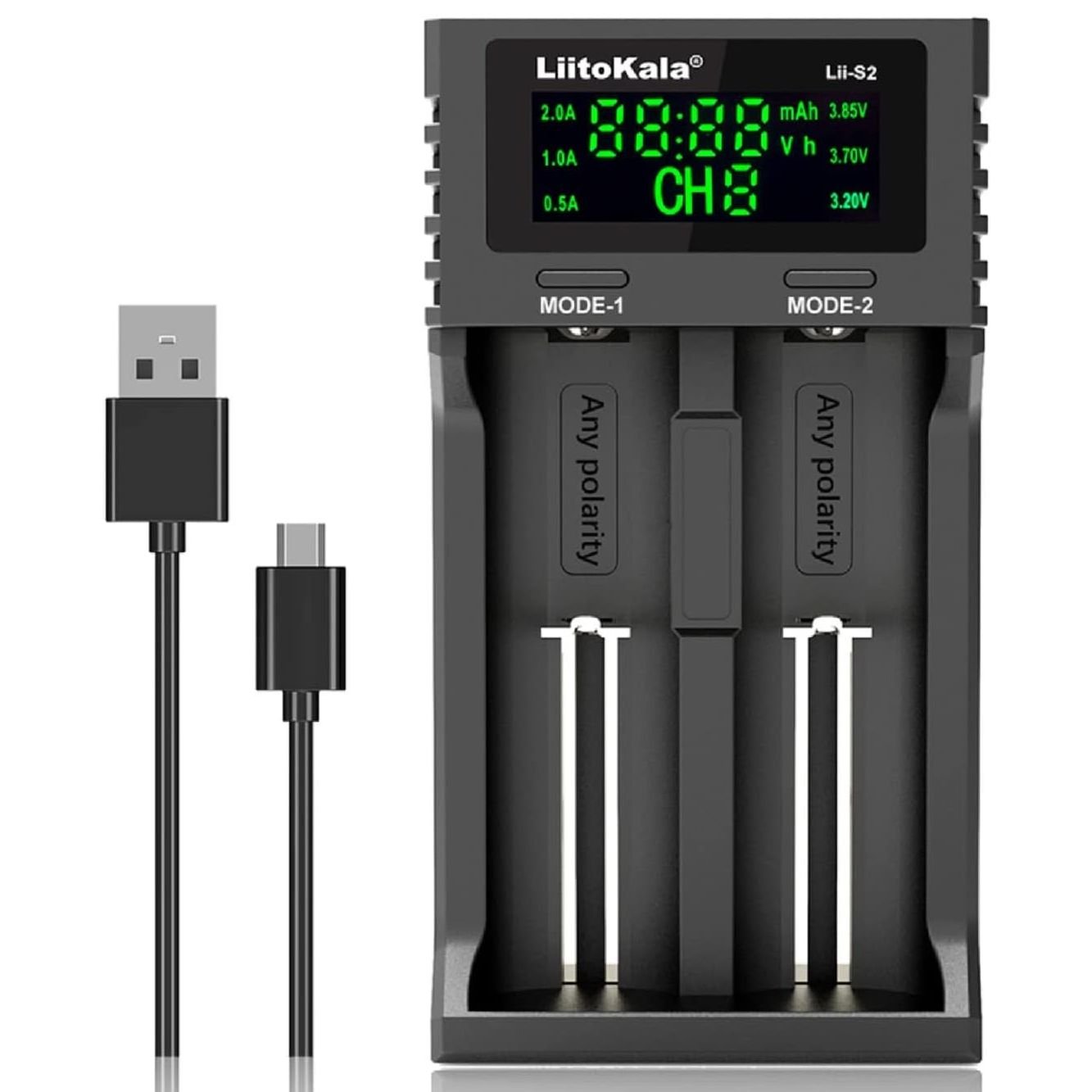 efillooc liitokala lii-S2 battery charger USB AA AAA 18650 4.2V 2A output