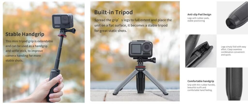 efillooc kingma bm-sr3 mini tripod grip for gopro hero 9 8 7