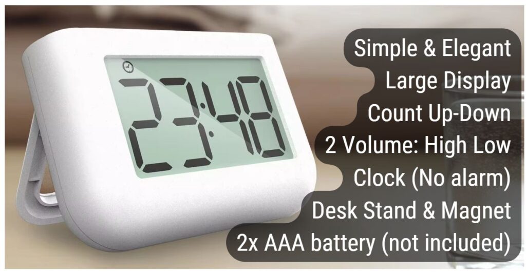 Digital Timer With Alarm Clock For Kitchen And Study Time Management