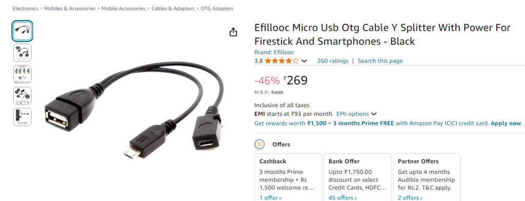 efillooc.com OTG cable for amazon fire stick