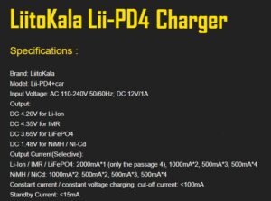 efillooc liitokala lii-PD4 4 Bay 2A Quick battery charger USB AA AAA 18650 21700