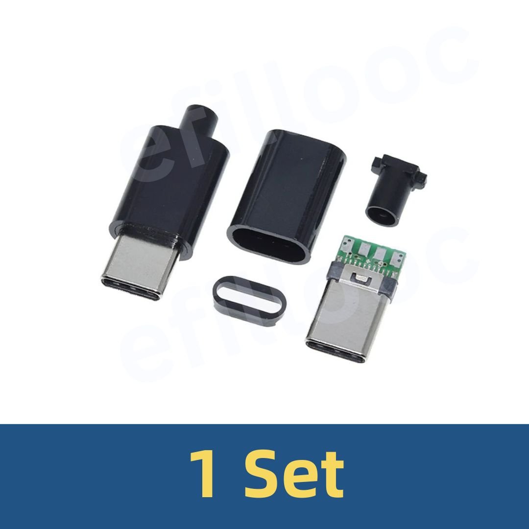 efillooc  DIY Type-C USB-C Connector Male Plug with Case Shell Housing (6)2
