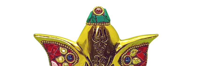 efillooc metal handicraft ganesh idol statue trunk with colorful stone setting