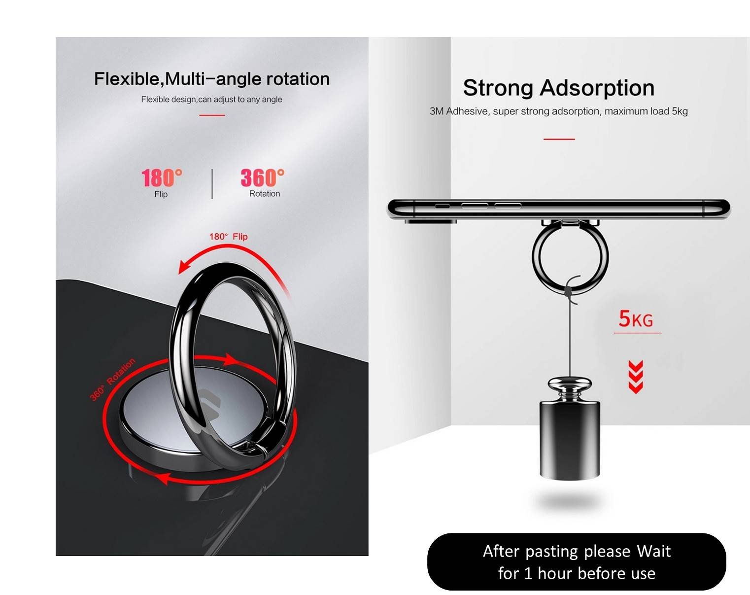 efillooc licheers mobile phone finger ring holder kick stand