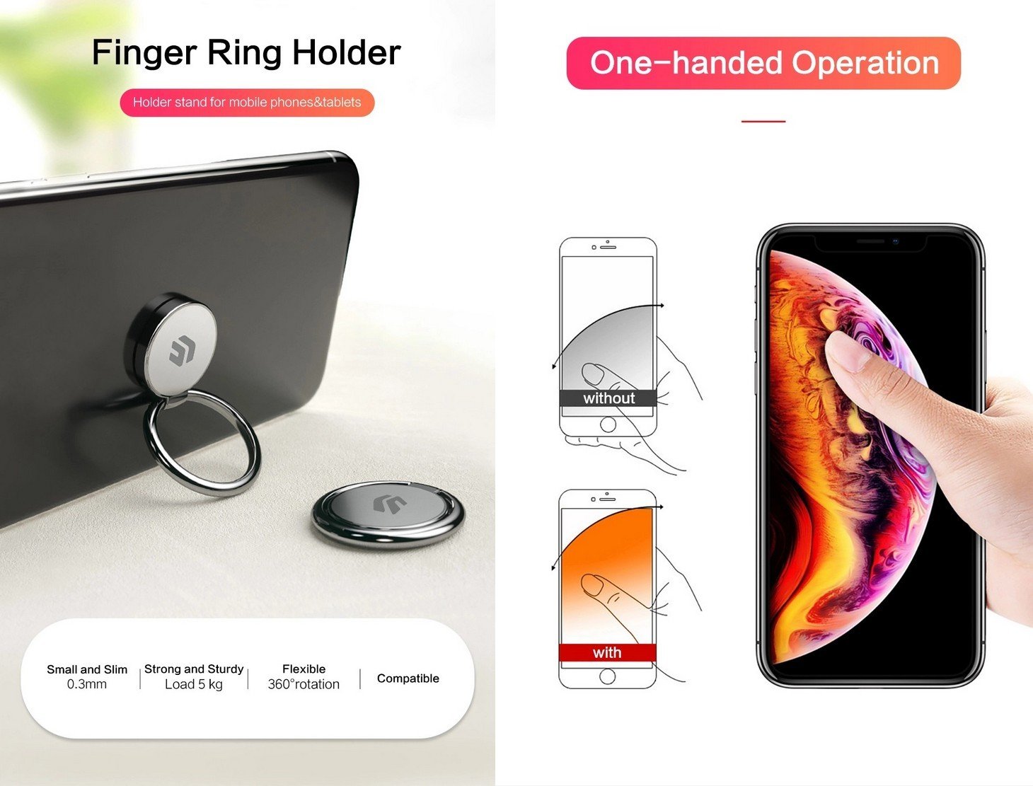 efillooc licheers mobile phone finger ring holder kick stand