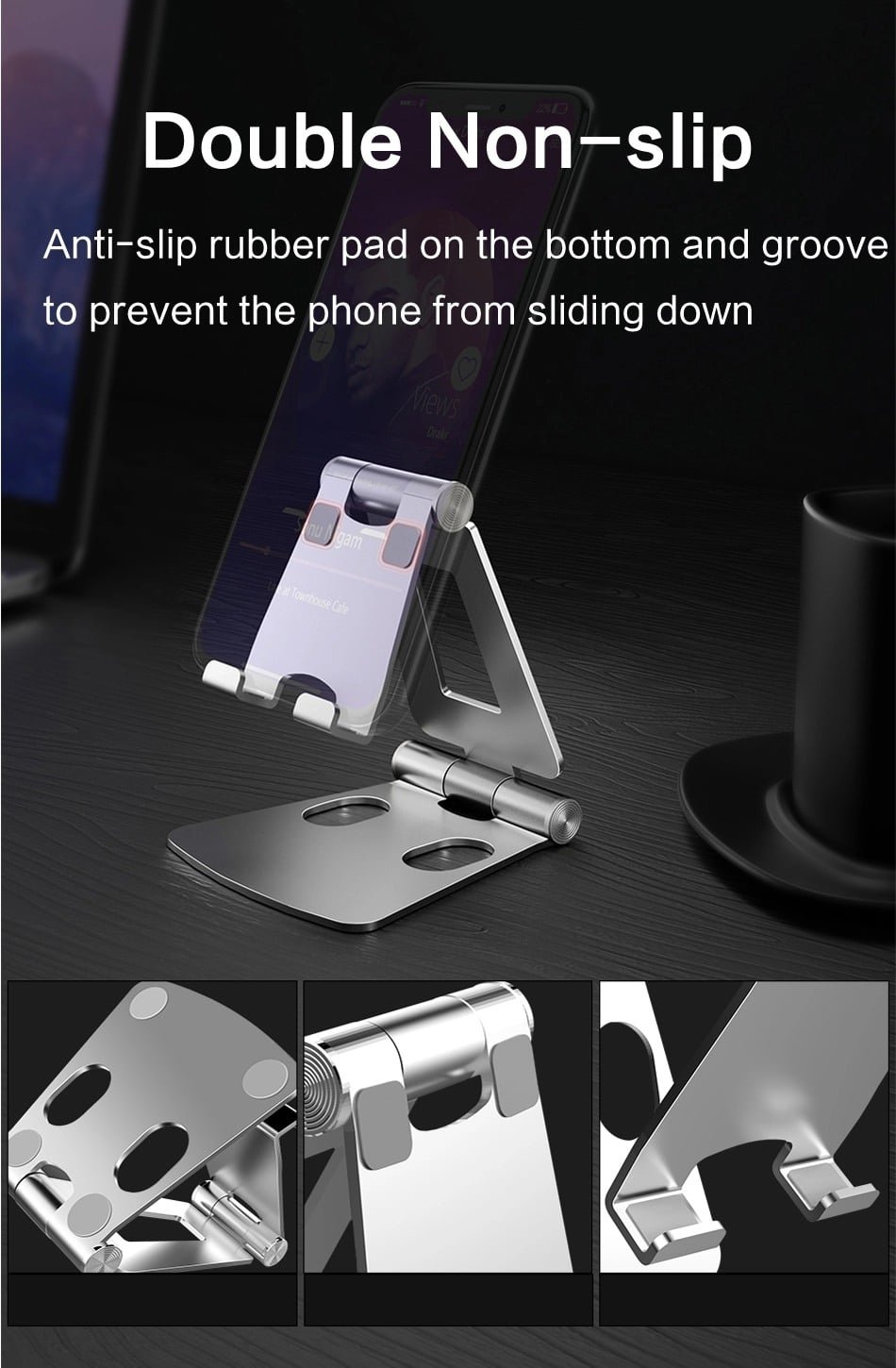 efillooc adjustable foldable smartphone stand aluminum alloy
