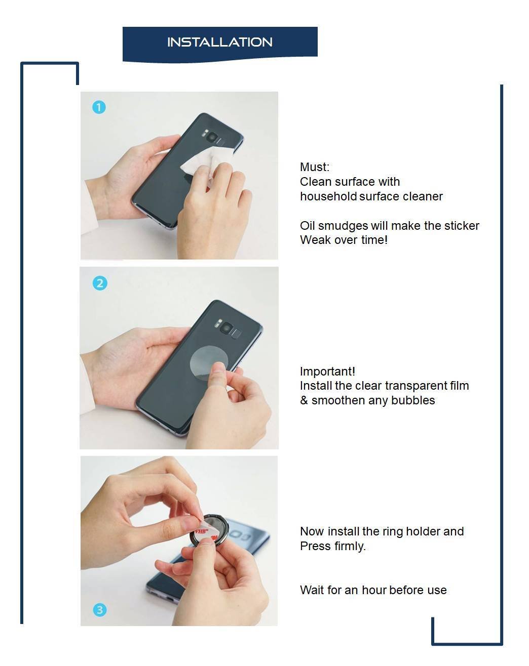 efillooc licheers mobile phone finger ring holder kick stand