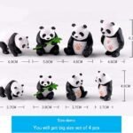 efillooc Chi panda figurine set of 4 miniature showcase decor terrarium