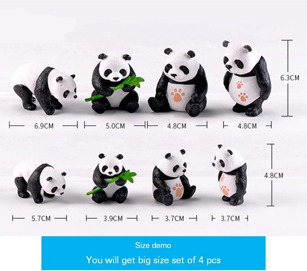 efillooc Chi panda figurine set of 4 miniature showcase decor terrarium