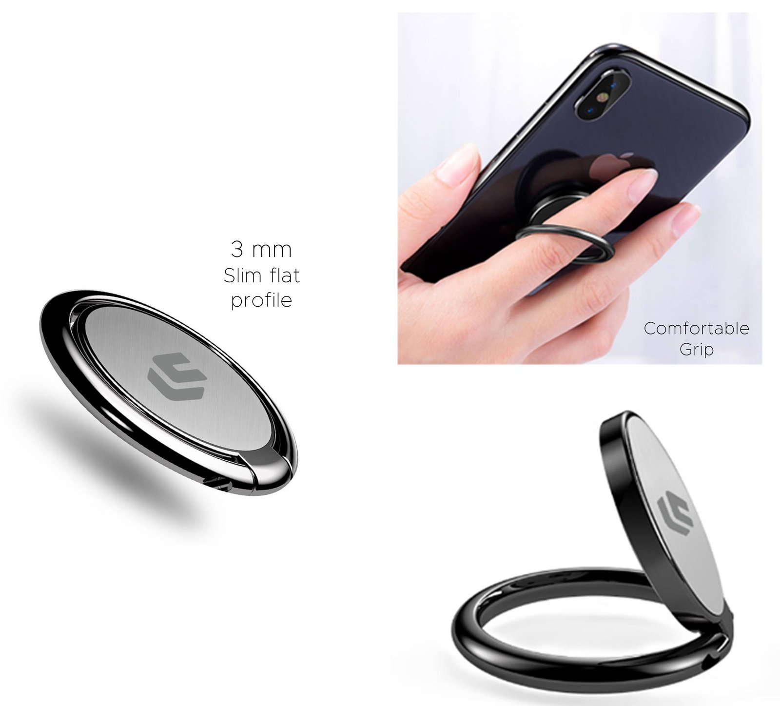 efillooc licheers mobile phone finger ring holder kick stand