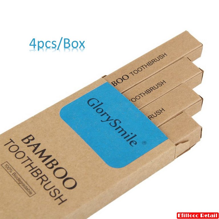 efillooc Glorysmile Natural Bamboo Tooth Brush Set of 4 adult soft