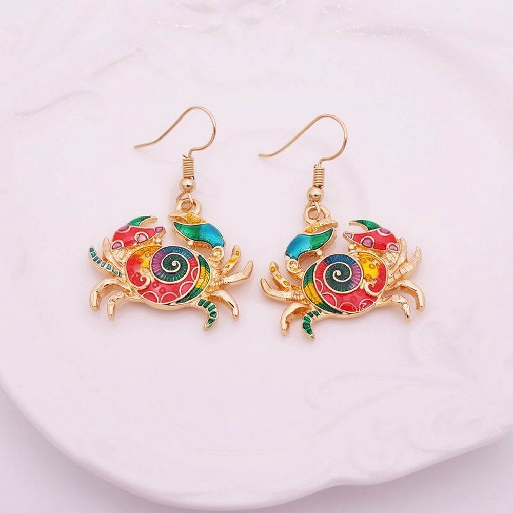 efillooc Ocean Enamel alloy Necklace Pendant Earring Set