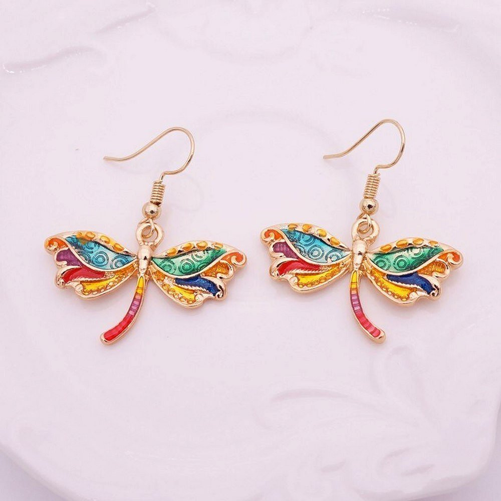 efillooc Ocean Enamel Necklace Pendant Earring Set