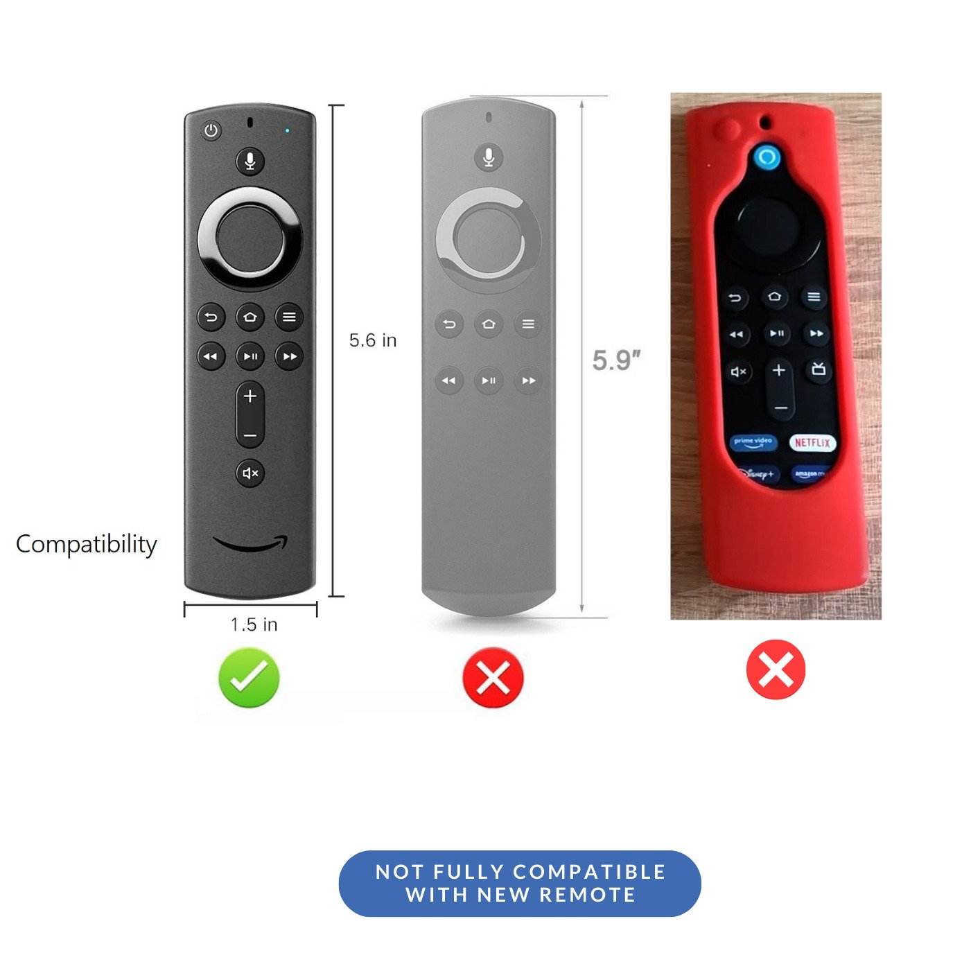 Efillooc 4K Thick Armour Silicone Case for Amazon Fire TV Stick Remote with Vol Buttons 2GEN