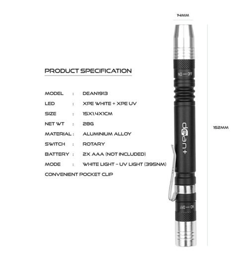 efillooc cree led flashlights doctor UV and white 2 AAA battery