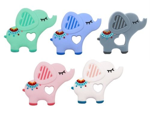 efillooc animal themed silicone teether for baby, BPA free