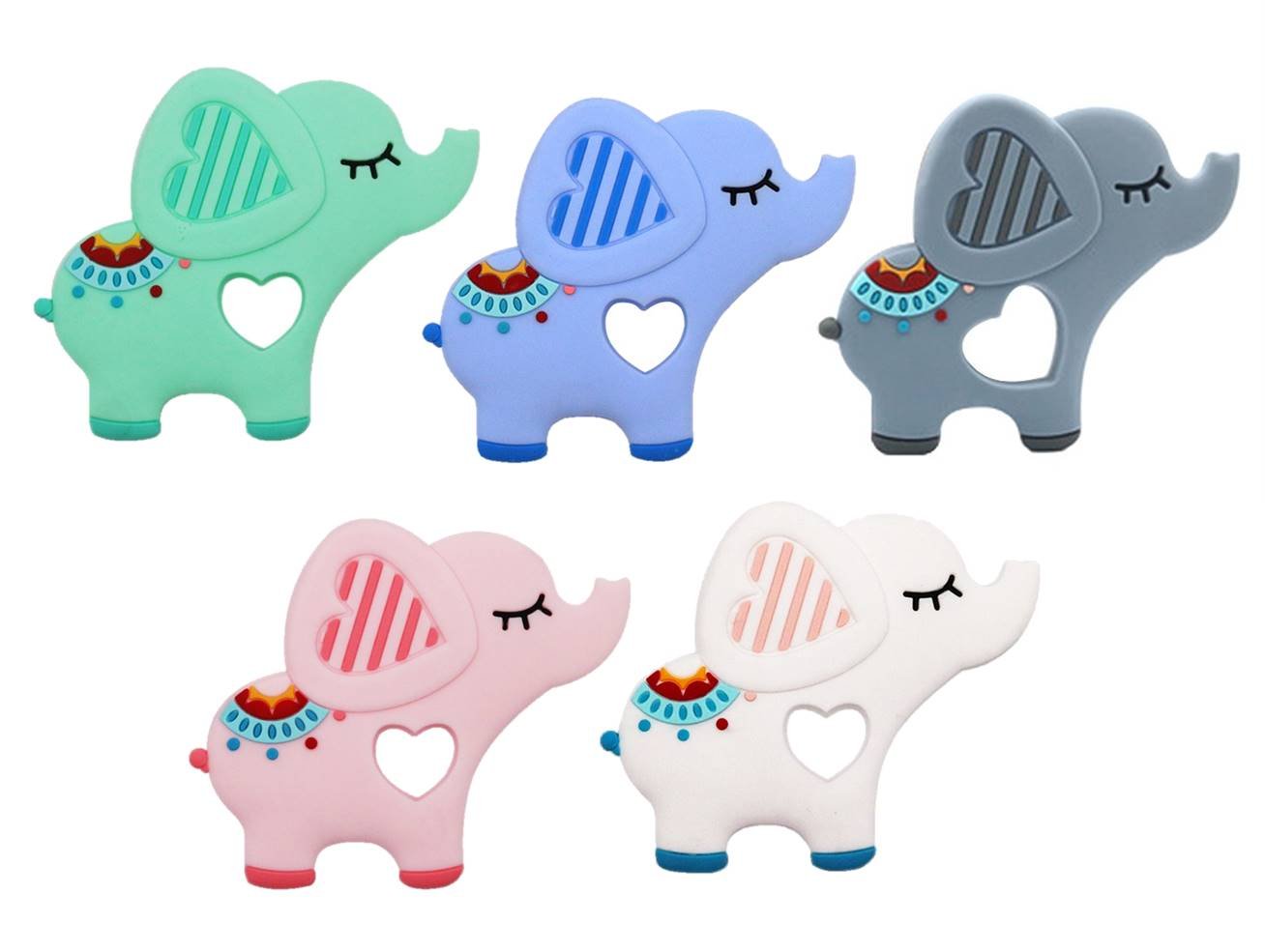 efillooc animal themed silicone teether for baby, BPA free