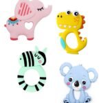 efillooc animal themed silicone teether for baby, BPA free