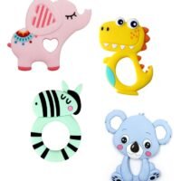 efillooc animal themed silicone teether for baby, BPA free
