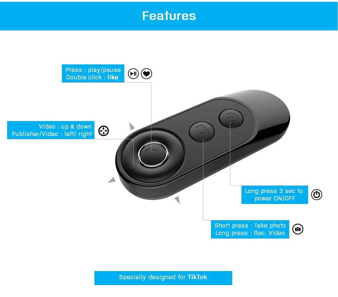 efillooc Bluetooth TikTok Selfie Remote for mobile tablet