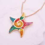 efillooc Ocean Enamel alloy Necklace Pendant Earring Set