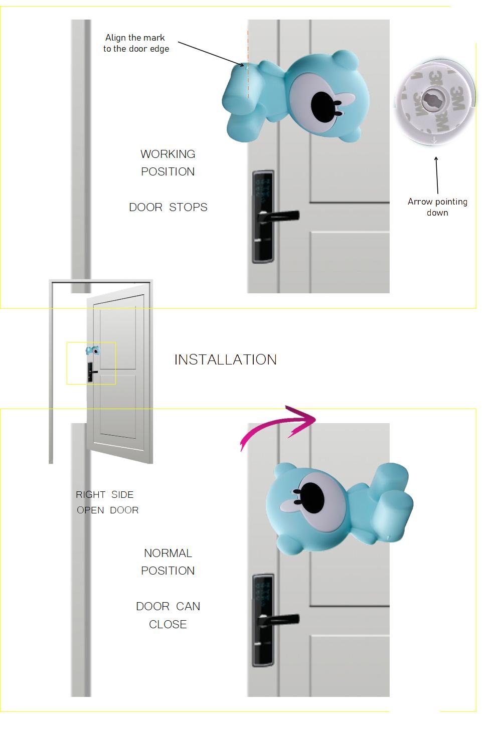 wb installation efillooc Door stopper Finger pinch guard for kid safety