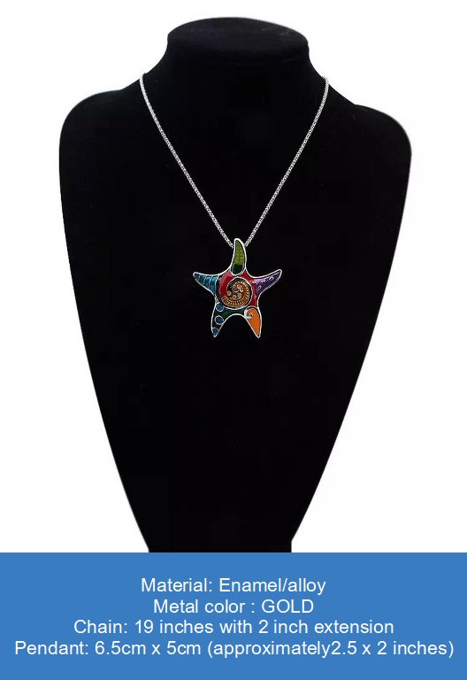efillooc Ocean Enamel Necklace Pendant Earring Set
