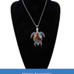efillooc Ocean Enamel Necklace Pendant Earring Set