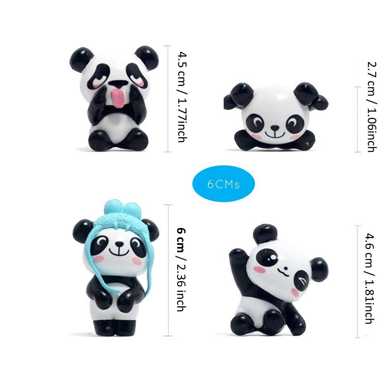 efillooc Panda Miniature Figurine Set of 8