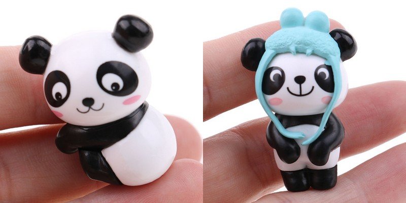 efillooc Panda Miniature Figurine Set of 8