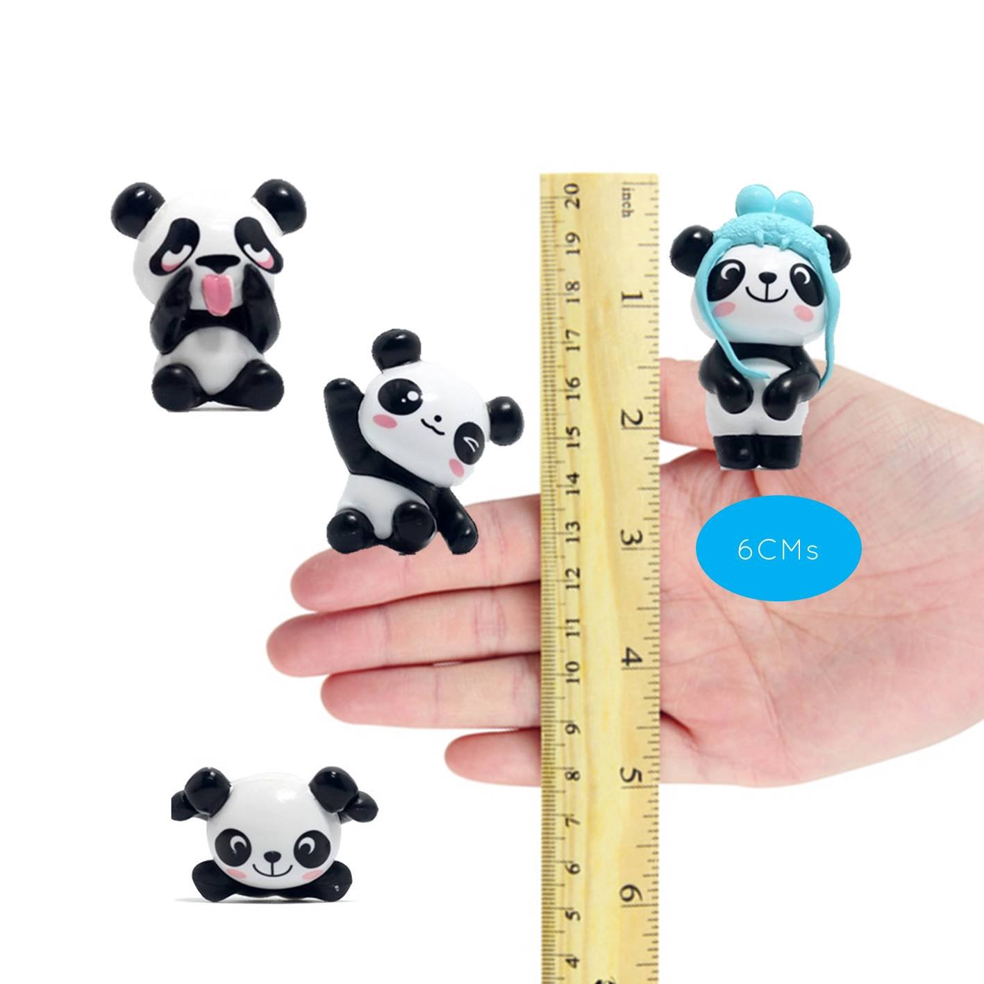 efillooc Panda Miniature Figurine Set of 8