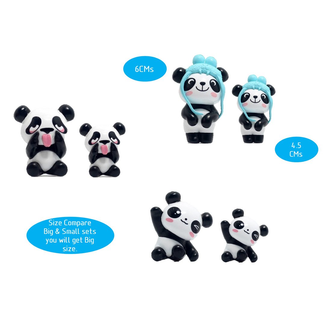 efillooc Panda Miniature Figurine Set of 8