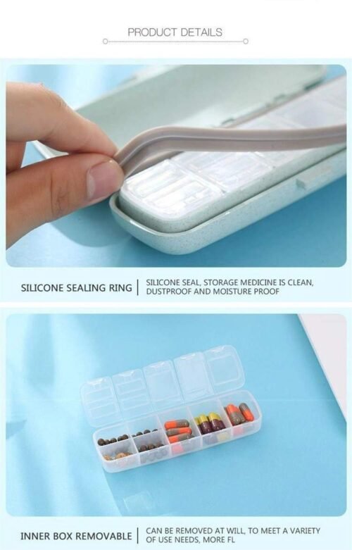 Efillooc wheat straw pill box with 7 compartments