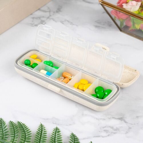 Efillooc wheat straw pill box with 7 compartments