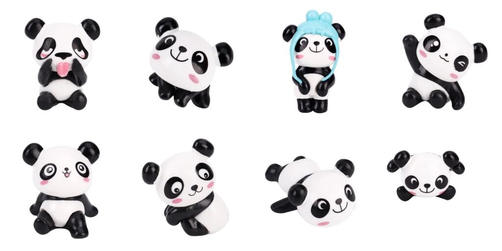 Panda Miniature Figurine Set of 8