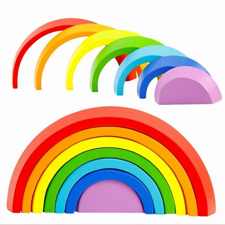 Fairtrade Wooden Rainbow Stacking Toy for 18 months old - Contemporary Colours