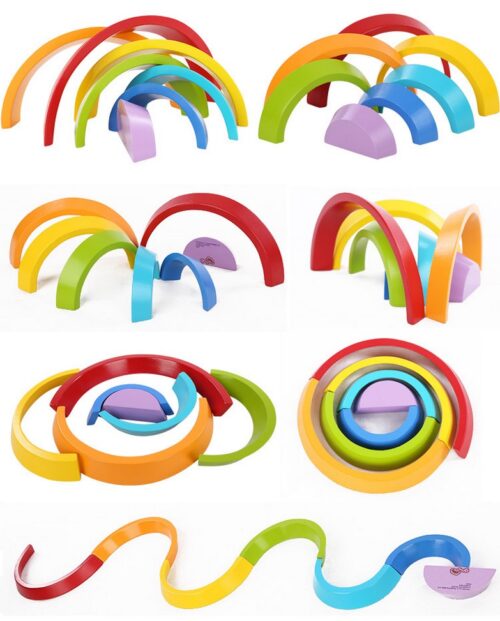 Rainbow Stacking Toy for Toddlers Wooden ‣ Efillooc Retail