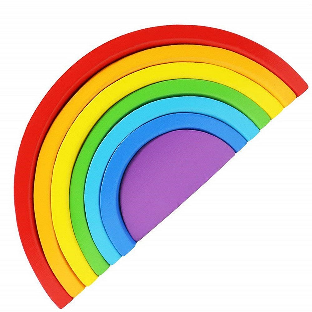 efillooc rainbow stacker wooden toy 7 piece