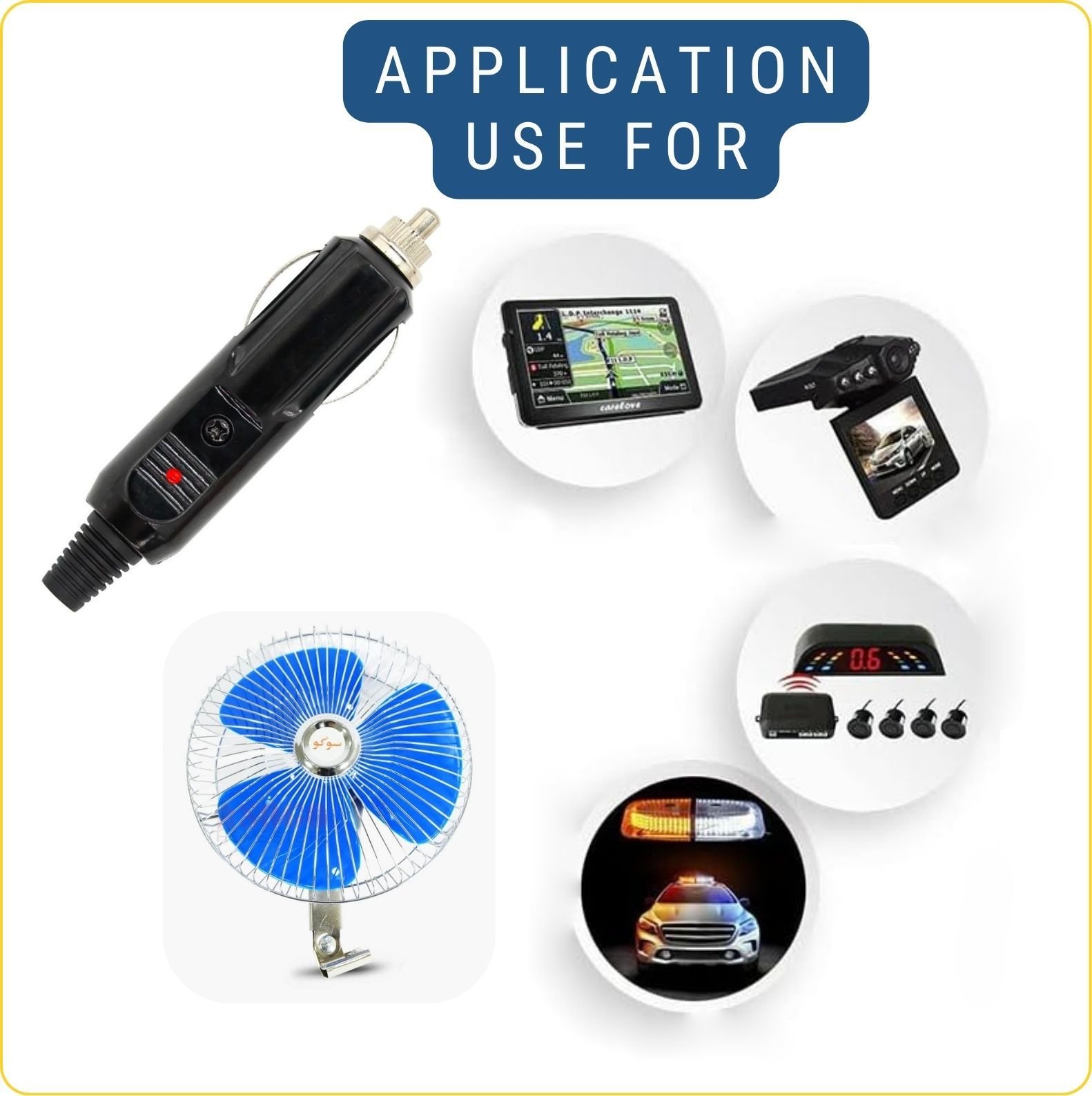 efillooc 12v car socket male plug with fuse LED 5A 60W