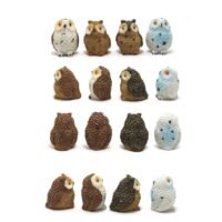efillooc 4 owl g p Miniature Figurine Owl Set of 4