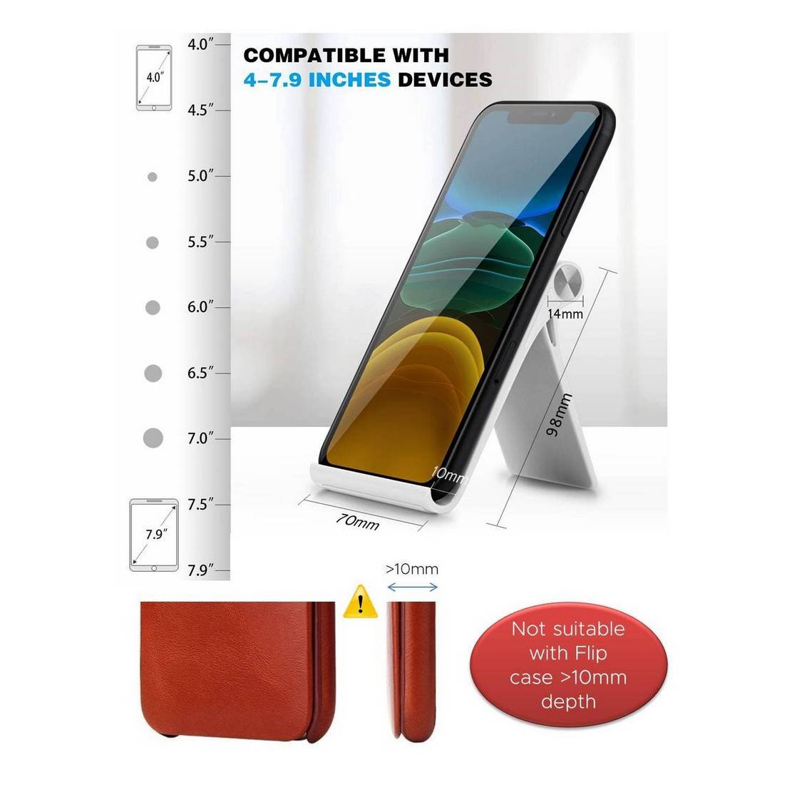 efillooc folding moble desk stand (6) efillooc Foldable, Portable, Tablet/Phone Stand. Compatible Phone Holder for iPhone, Android, Samsung, OnePlus, Xiaomi, Oppo, Vivo, Asus. Perfect for Bed, Office, Home, Gift and Desktop