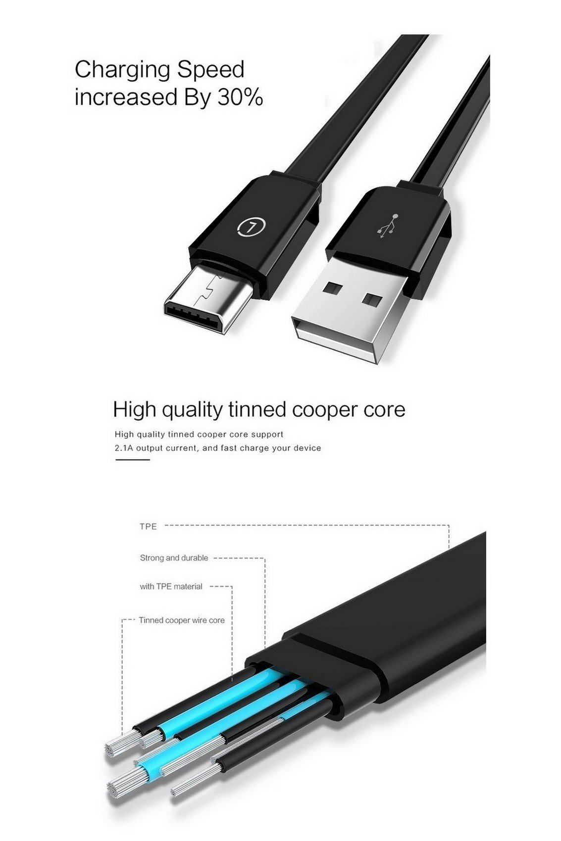efillooc licheers data cable short (3a)_cr efillooc licheers charging and data sync cable short length