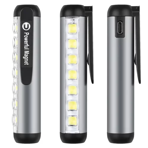 efillooc led cob pen torch flashlight with pocket clip
