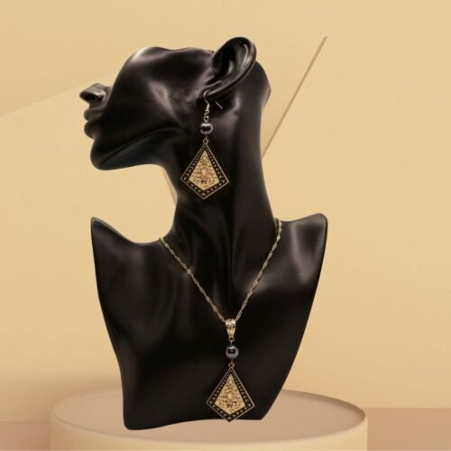 Hawaiian necklace set for women, with pearl and enamel