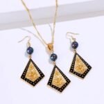Hawaiian necklace set for women, with pearl and enamel