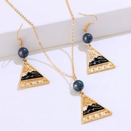 Hawaiian necklace set for women, with pearl and enamel